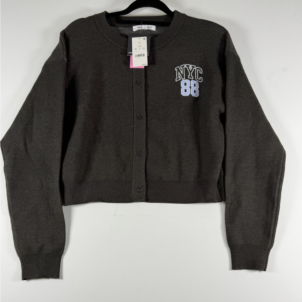 Women's Greyson/Threads NYC Teddy Bear Graphic Cardigan - Gray M, L & XXL - Picture 4 of 14